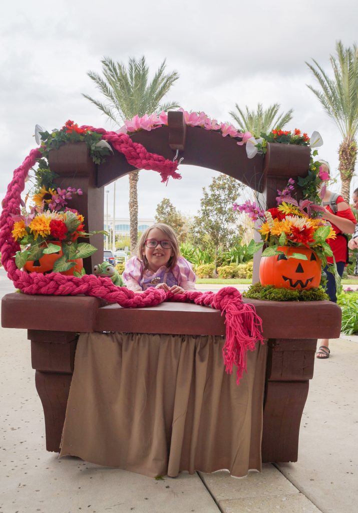 Rapunzel wheelchair costume. 