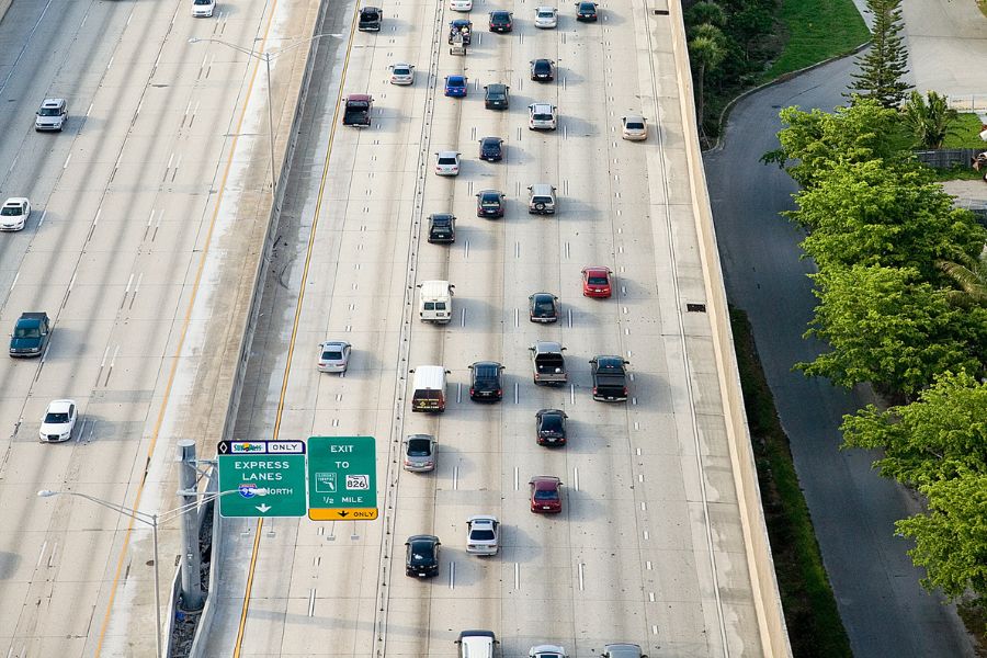 Aerial photo of interstate.