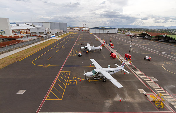 Planes on runway. 