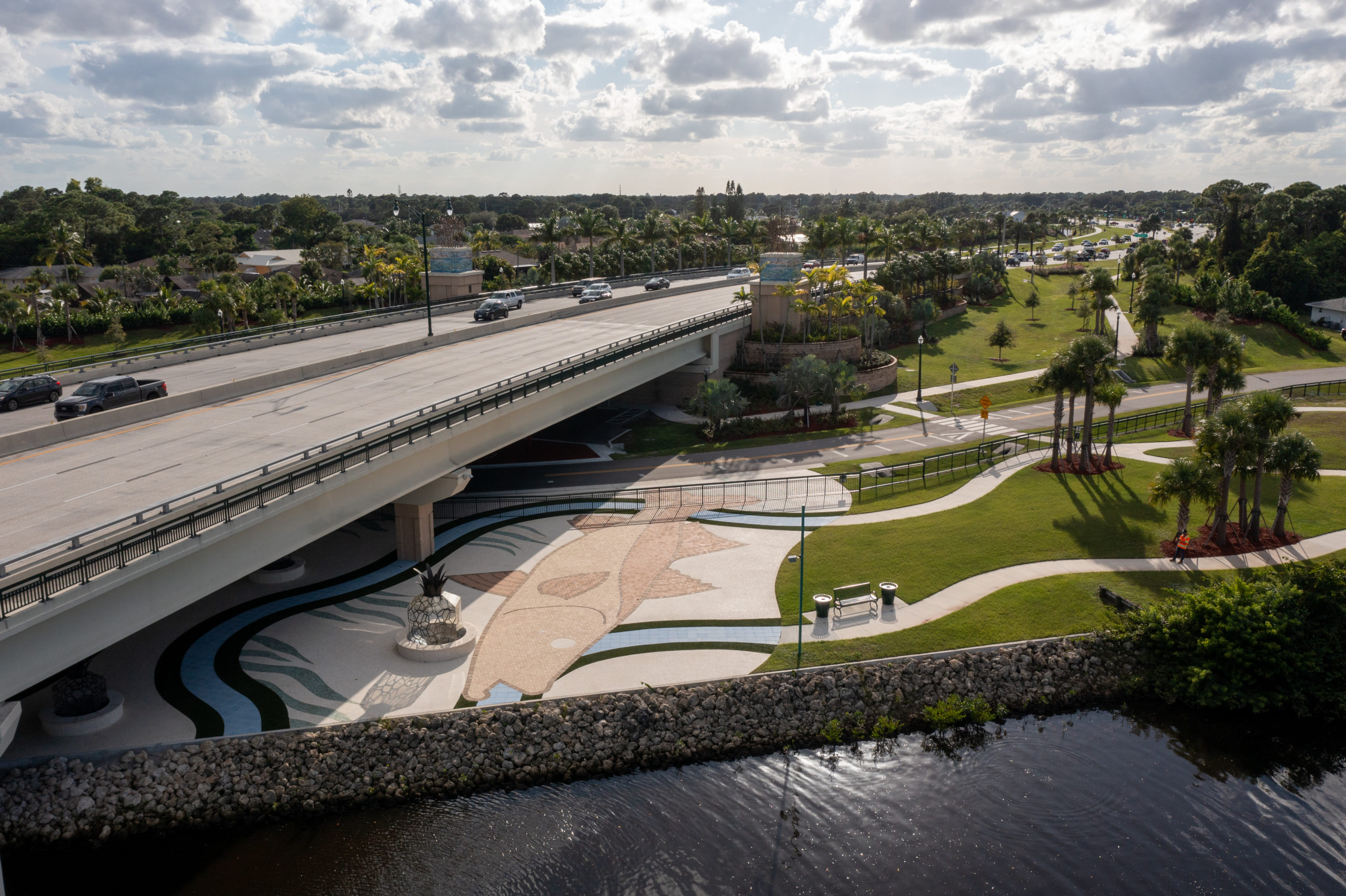 Aerial view of Crosstown Parkway park.