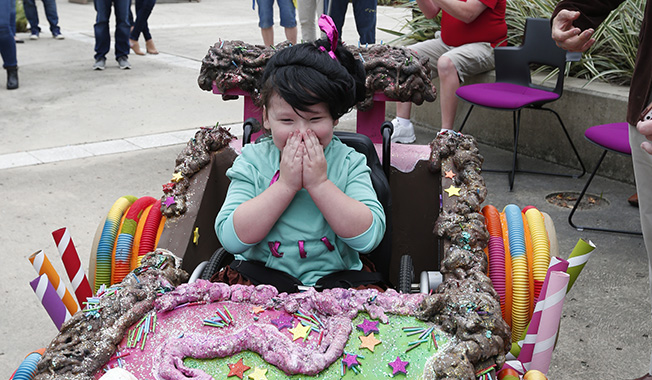 Candy wheelchair costume. 