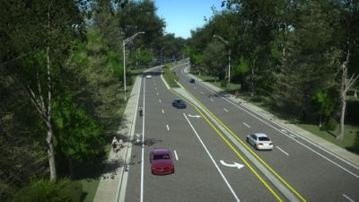 Rendered photo of a street. 