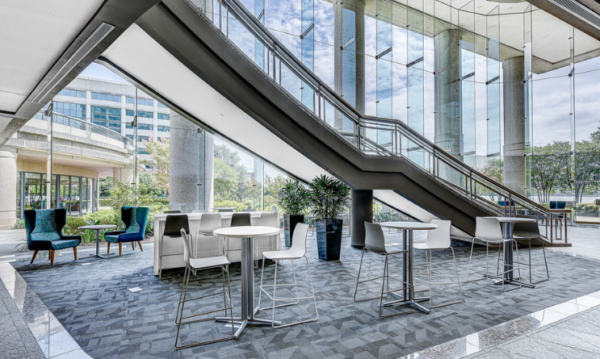 office lobby with staircase