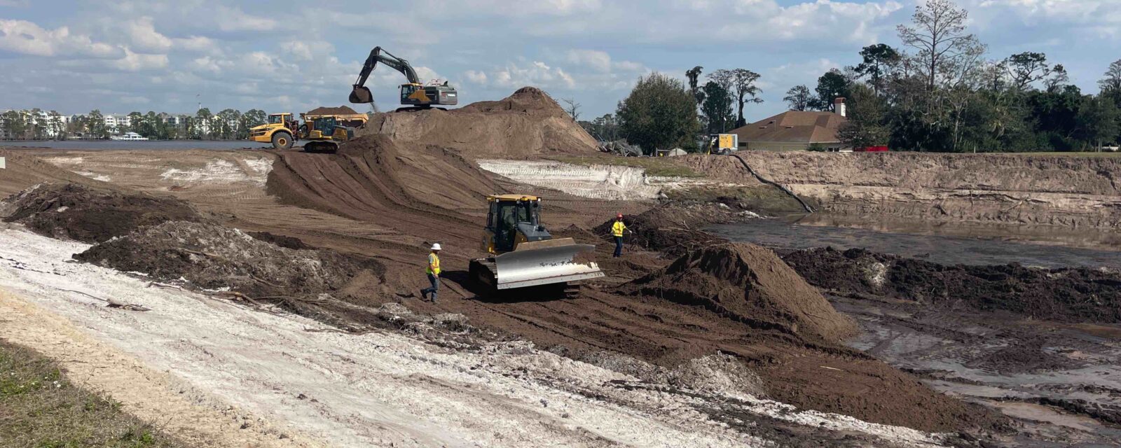Mound of dirt and construction from Daryl-Carter Pond project site.