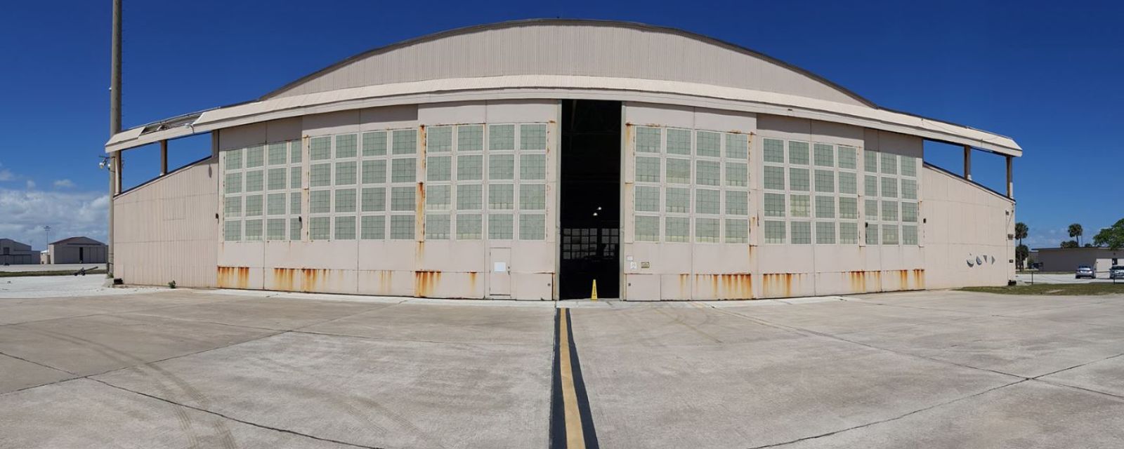 Exterior of HH60 maintenance hangar at Patrick Space Force Base.