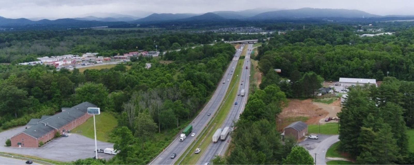 Aerial view of I-26 widening project in North Carolina.