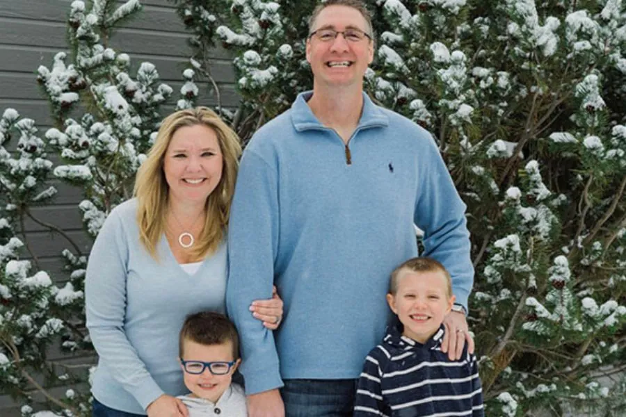 Julie with her husband and children.