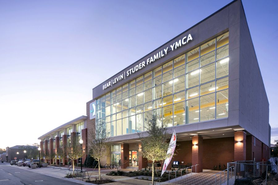 Outside view of YMCA building.