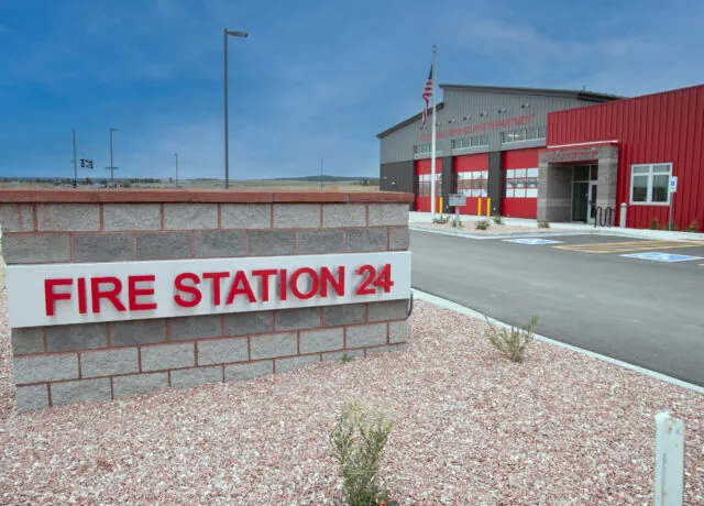 Outside view of a fire station.