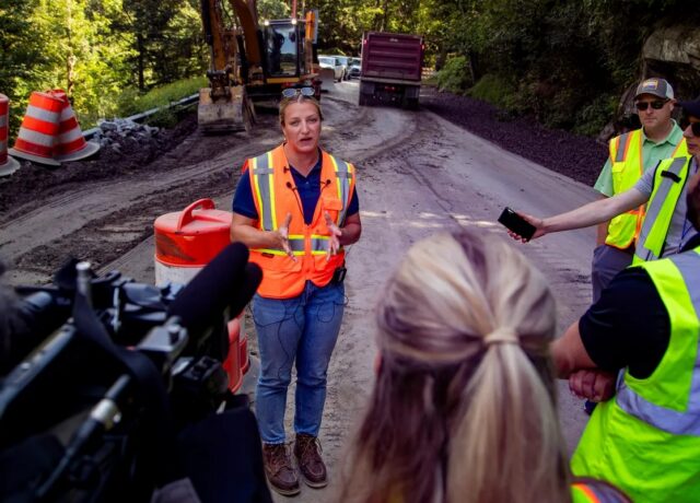 Ali Gering during an interview on a project site.
