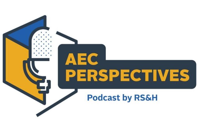 AEC Perspectives podcast logo with a microphone graphic, Podcast by RS&H